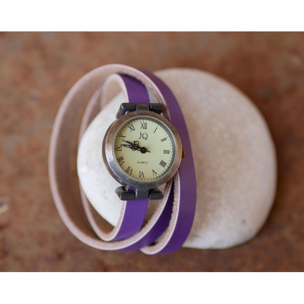 Lederen armband horloge 3 beurten aanpasbaar