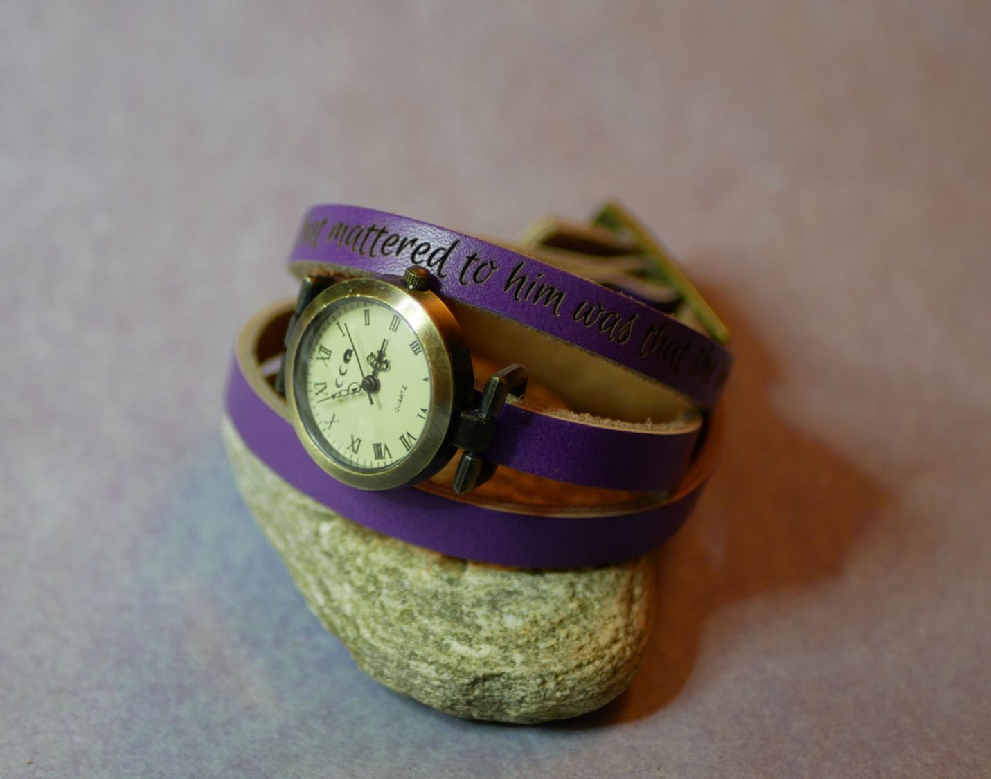 Lederen armband horloge 3 beurten aanpasbaar