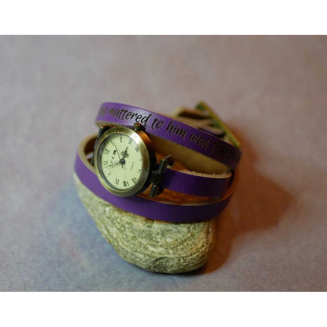 Lederen armband horloge 3 beurten aanpasbaar