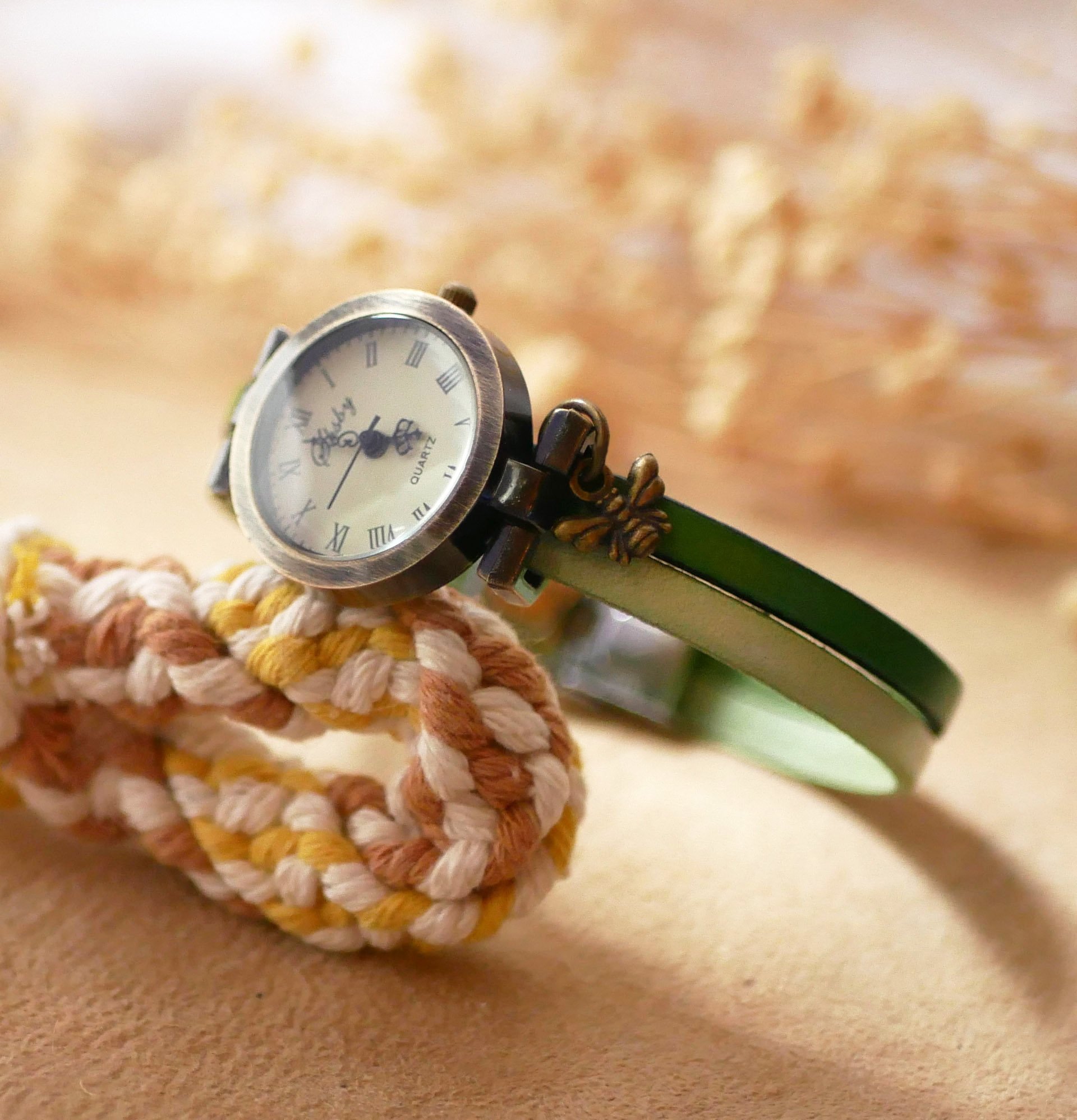 Leren duo-horloge in kleur naar keuze en persoonlijke gravure