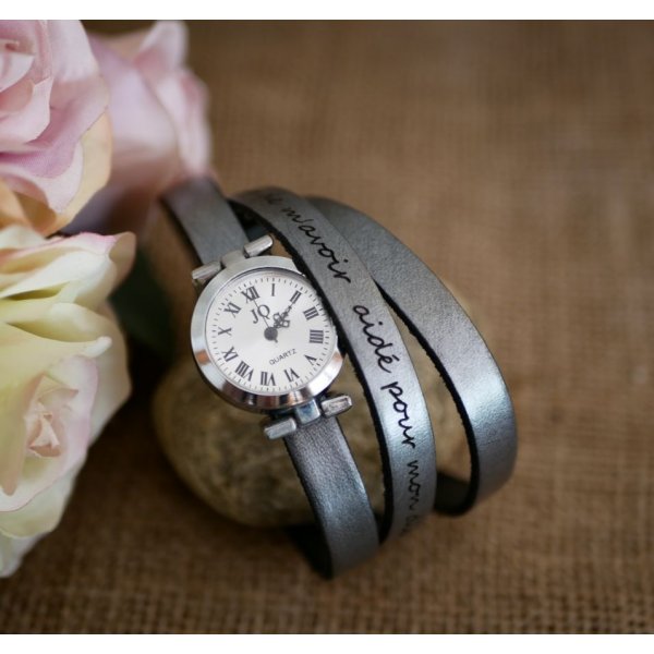 Aanpasbaar multi-turn horloge met zilveren wijzerplaat 