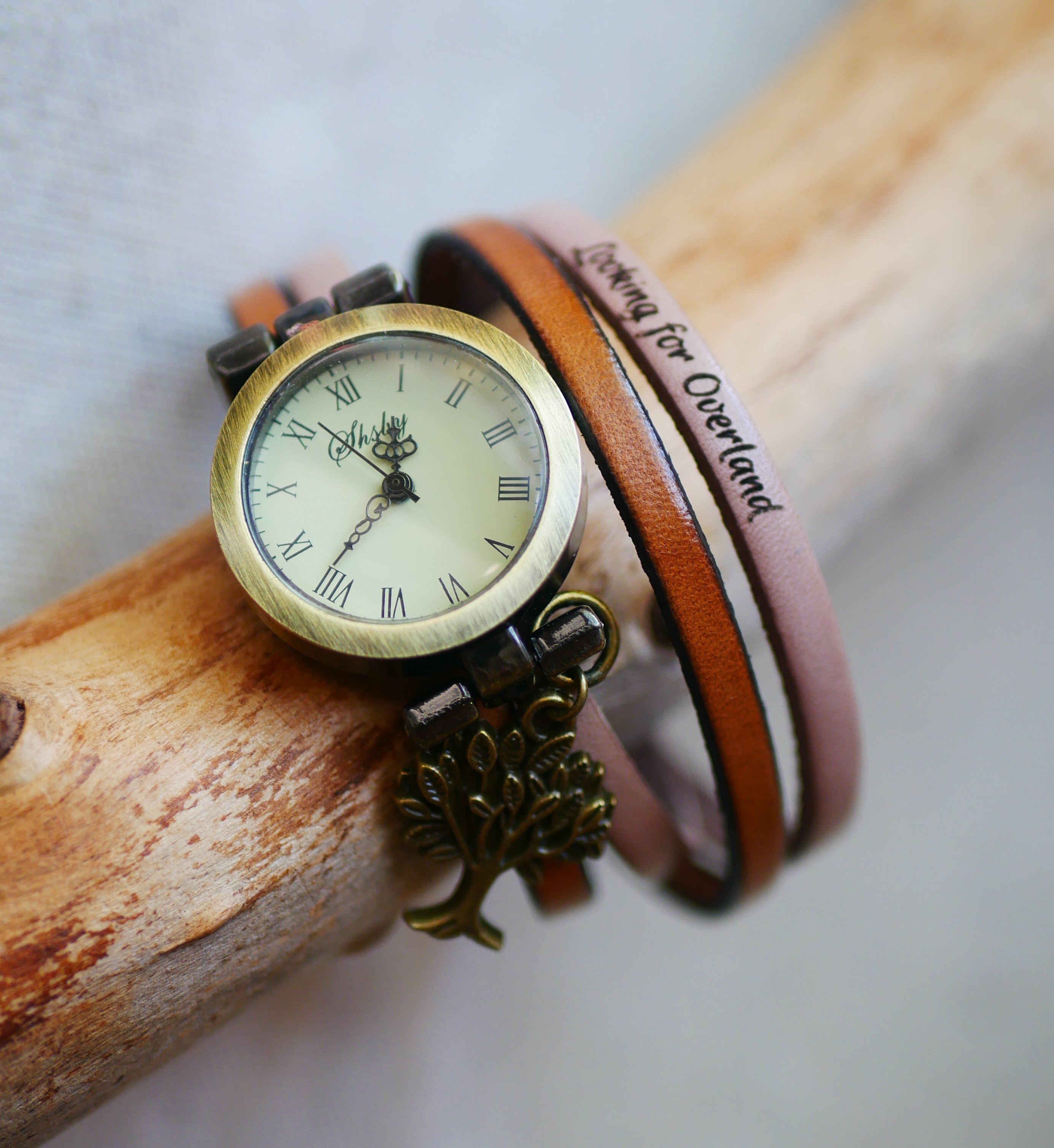 Personaliseerbaar dubbele tour lederen polshorloge duo van kleuren