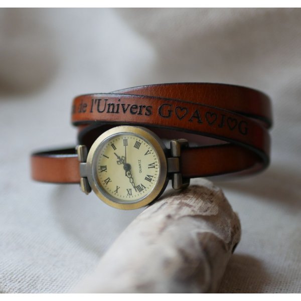 Aanpasbaar triple tour horloge met bronzen wijzerplaat 