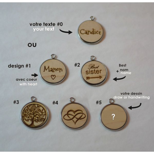 Gegraveerd houten cabochon horloge met dubbele lederen band 