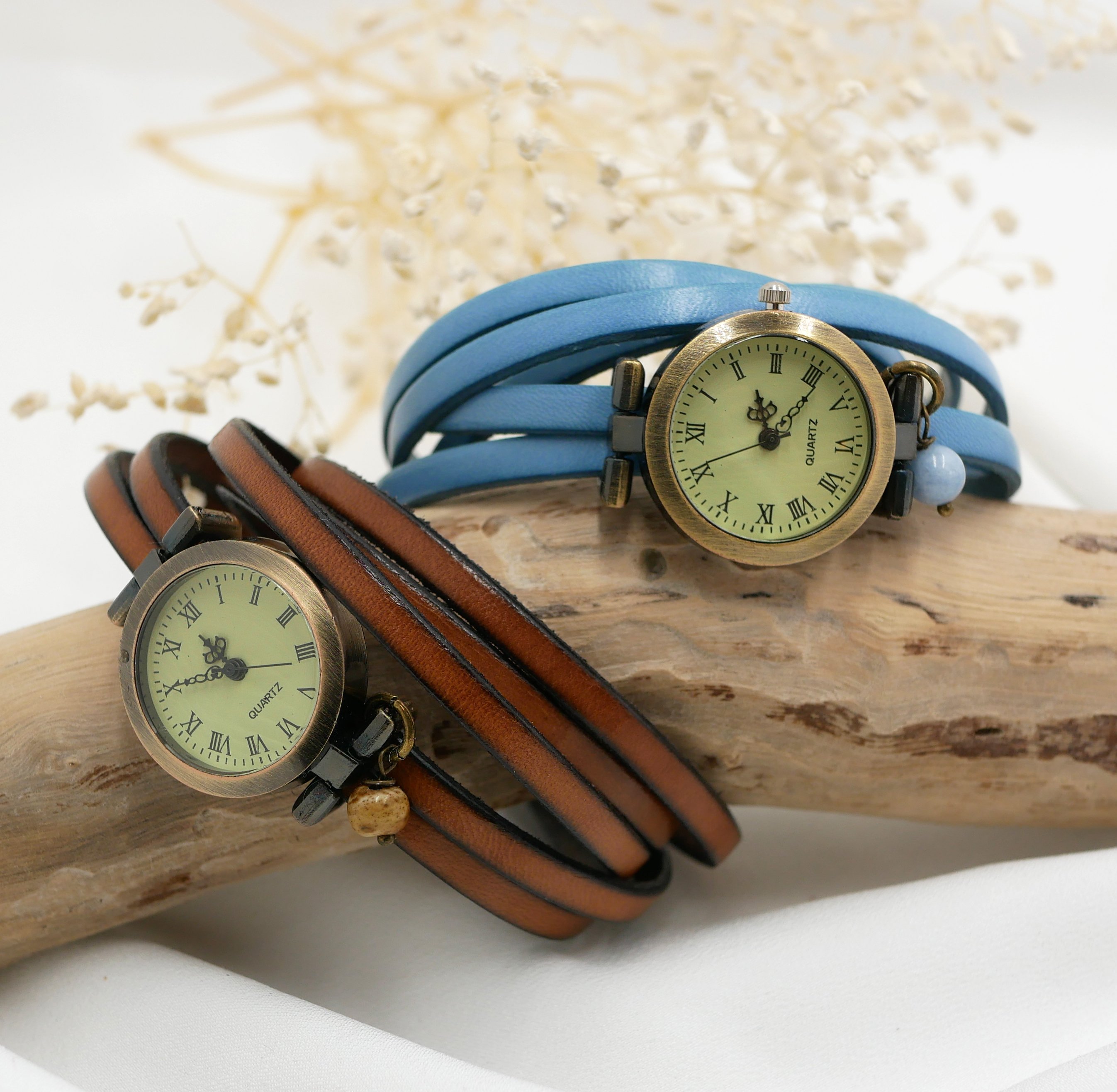 Vintage multi-turn leren horloge met verstelbare sluiting