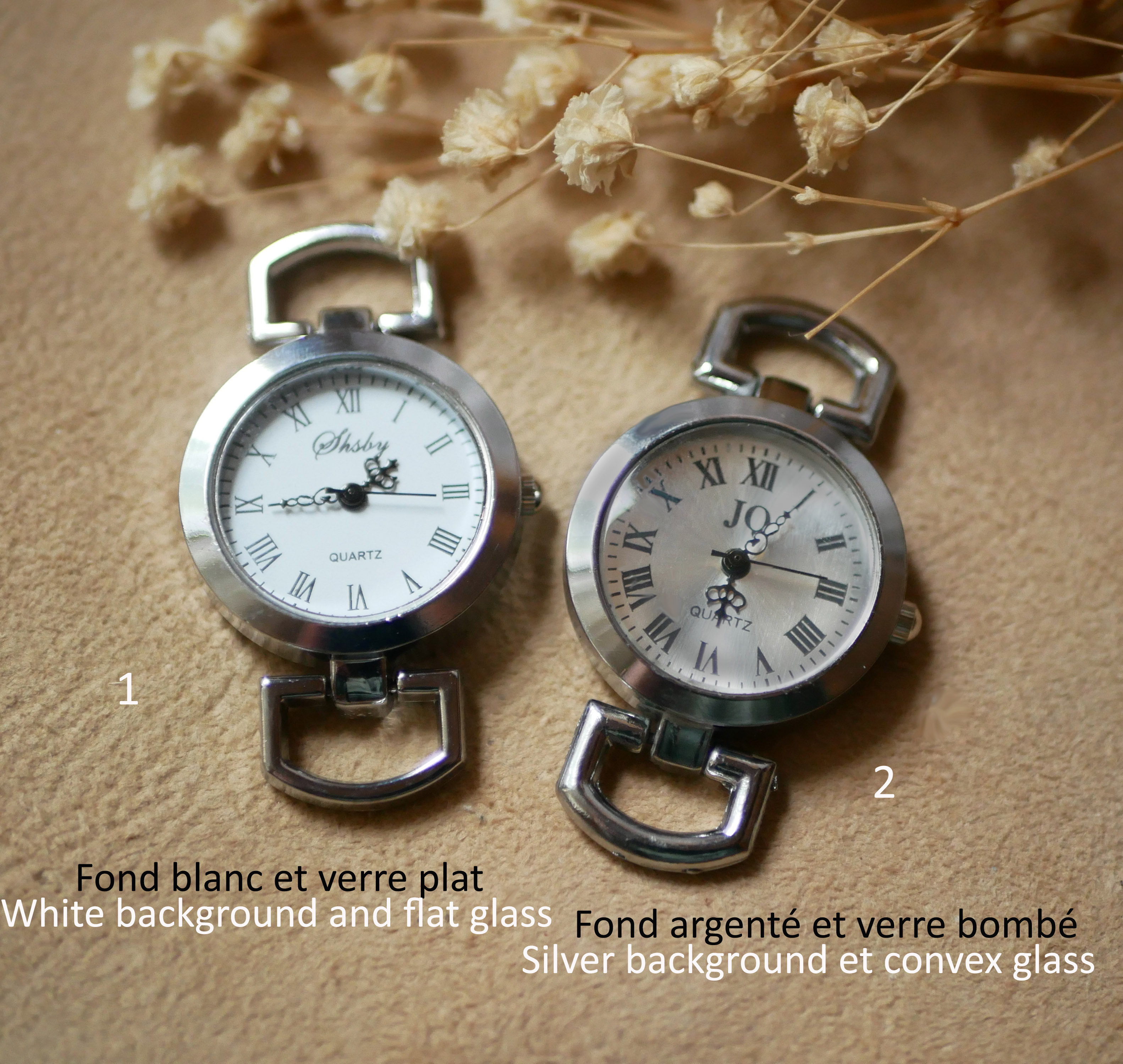 Horloge te personaliseren met een lederen band, 3 slagen, zilveren wijzerplaat met hanger 