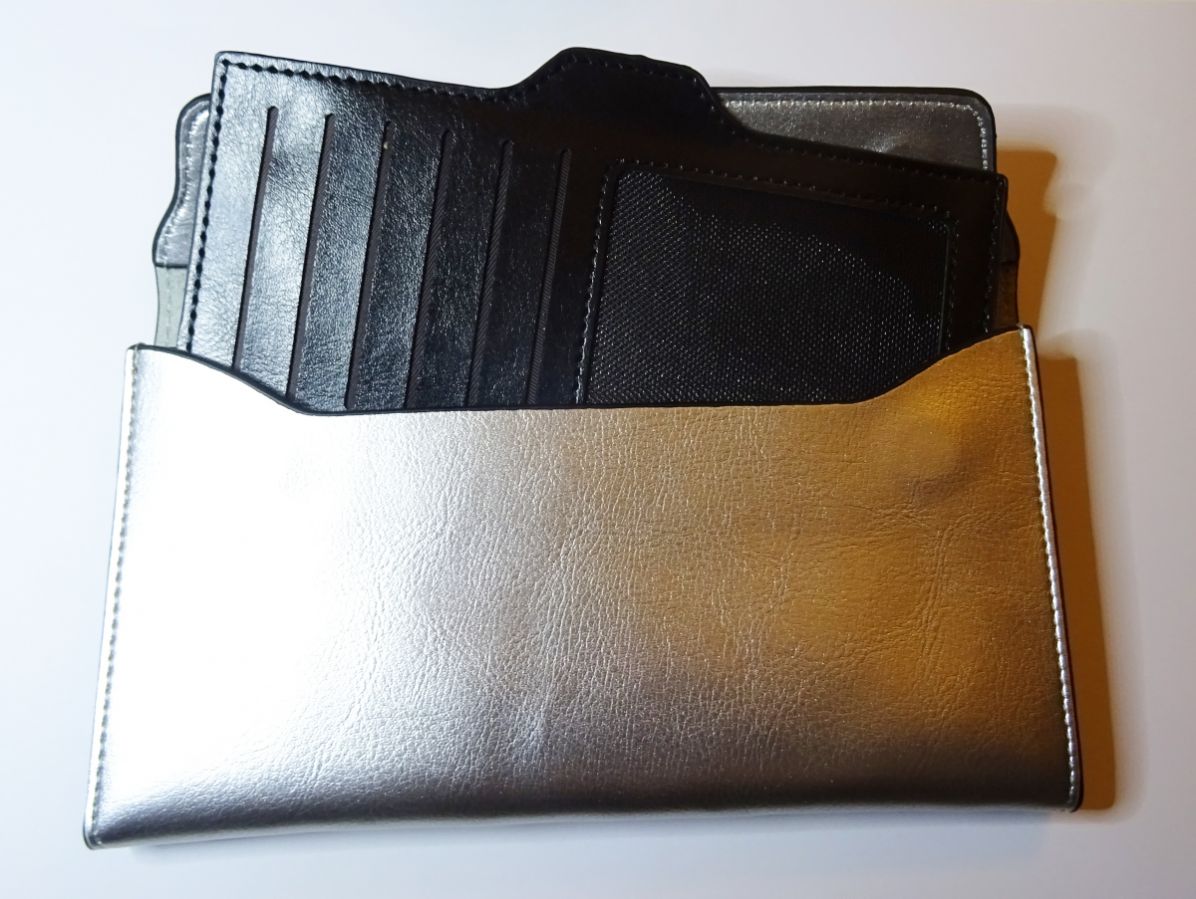 Zilvergrijze lederen portefeuille om te personaliseren