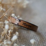 Lederen armband voor communie of doop gepersonaliseerd met de voornaam 