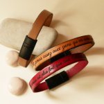 Leren armband om te personaliseren door gravure Zwarte magnetische sluiting