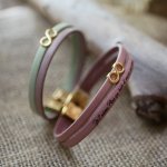 Gouden infinity symbool leren duo armband om te personaliseren  