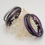 Dubbele lederen armband in duo te personaliseren door gravure