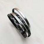 Zwart zilverleren band met glitter om te personaliseren