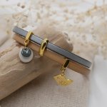 Leren duo-armband met gouden lovertjes en vogelbedels