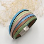 Multi-lederen manchetarmband in pastelkleuren