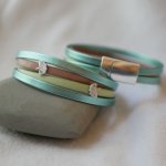 Lederen manchet armband met Ginkgo ontwerp te personaliseren 