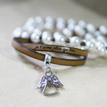 2-draads leren armband met graveerbaar bedeltje