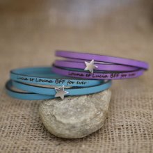 Leren armband voor vrouwen, aanpasbaar, zilveren ster ontwerp