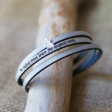 Leren armband vrouw multi-tours Ginkgo blad zilver gepersonaliseerd 