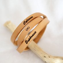 Lederen armband vrouw drievoudige draai om kleur en gravure te personaliseren 